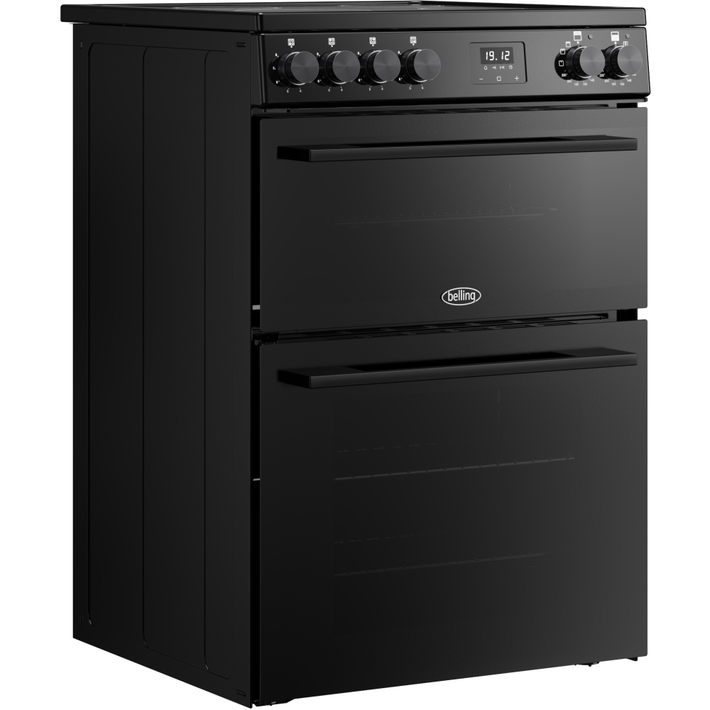Belling FSA VISION 60E BLK Ceramic Electric Cooker with Double Oven, Black, A Rated