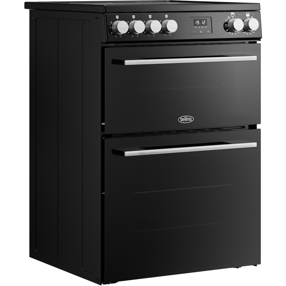 Belling FSA VISION 60E BSS Ceramic Electric Cooker with Double Oven, Black, A Rated