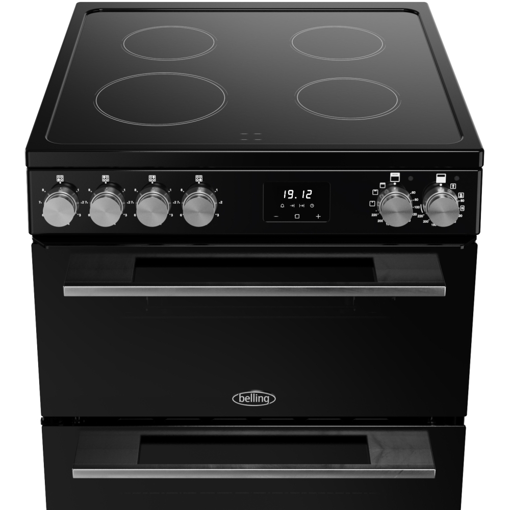 Belling FSA VISION 60E BSS Ceramic Electric Cooker with Double Oven, Black, A Rated