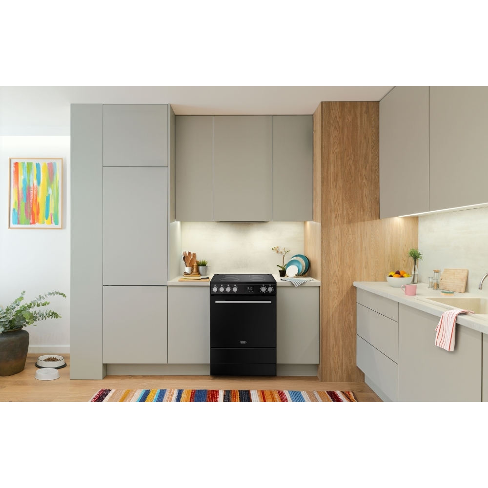 Belling FSA VISION SGL Induction Electric Cooker with Single Oven, Black, A Rated