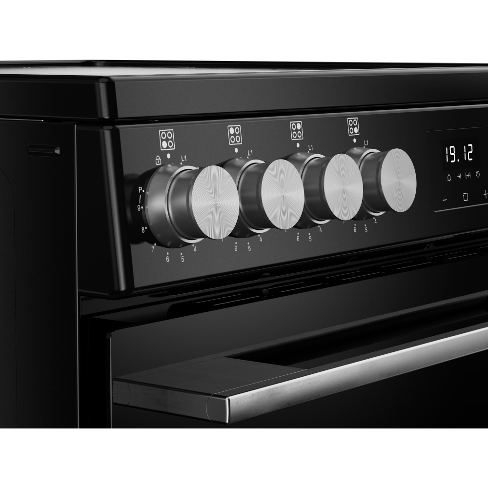 Belling FSA VISION SGL Induction Electric Cooker with Single Oven, Black, A Rated