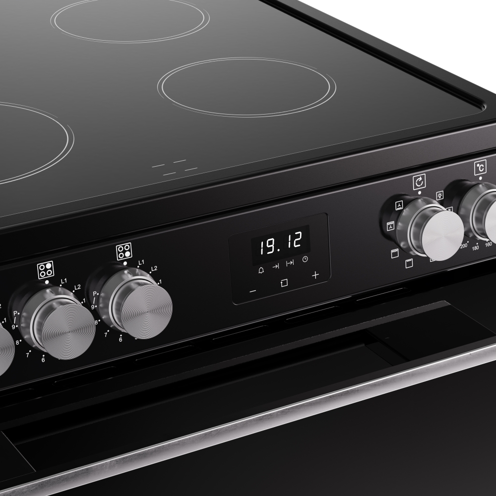 Belling FSA VISION SGL Induction Electric Cooker with Single Oven, Black, A Rated