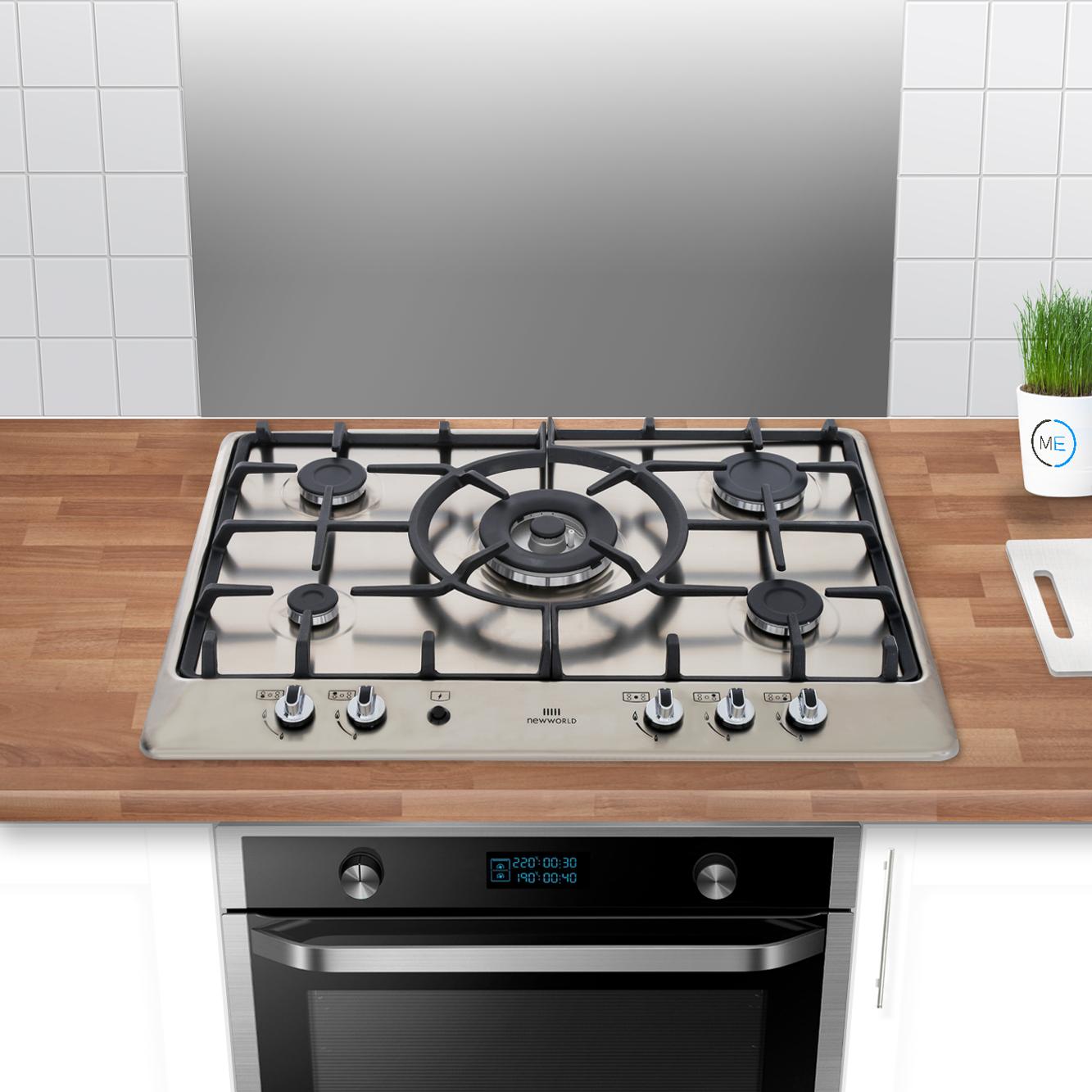 Buy New World NWGHU701 Stainless Steel 5 Burner Gas Hob (444441491) | Marks Electrical