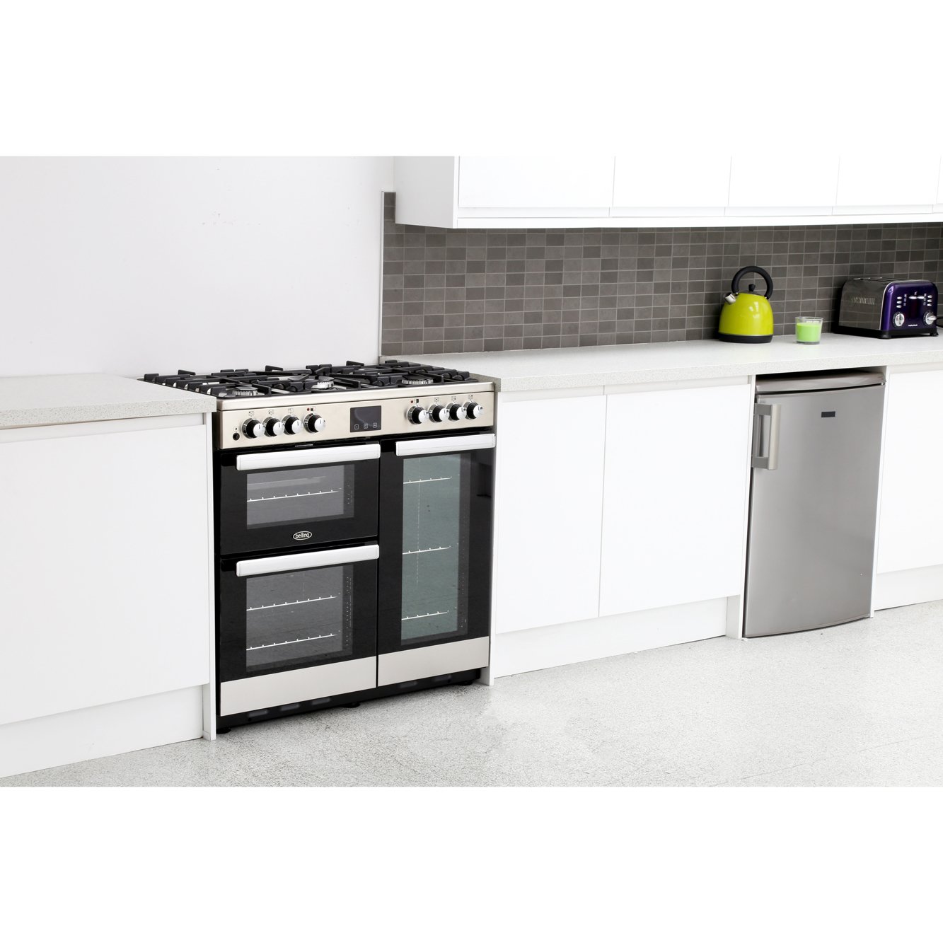 Belling Cookcentre 90DFT Stainless Steel 90cm Dual Fuel Range Cooker, A