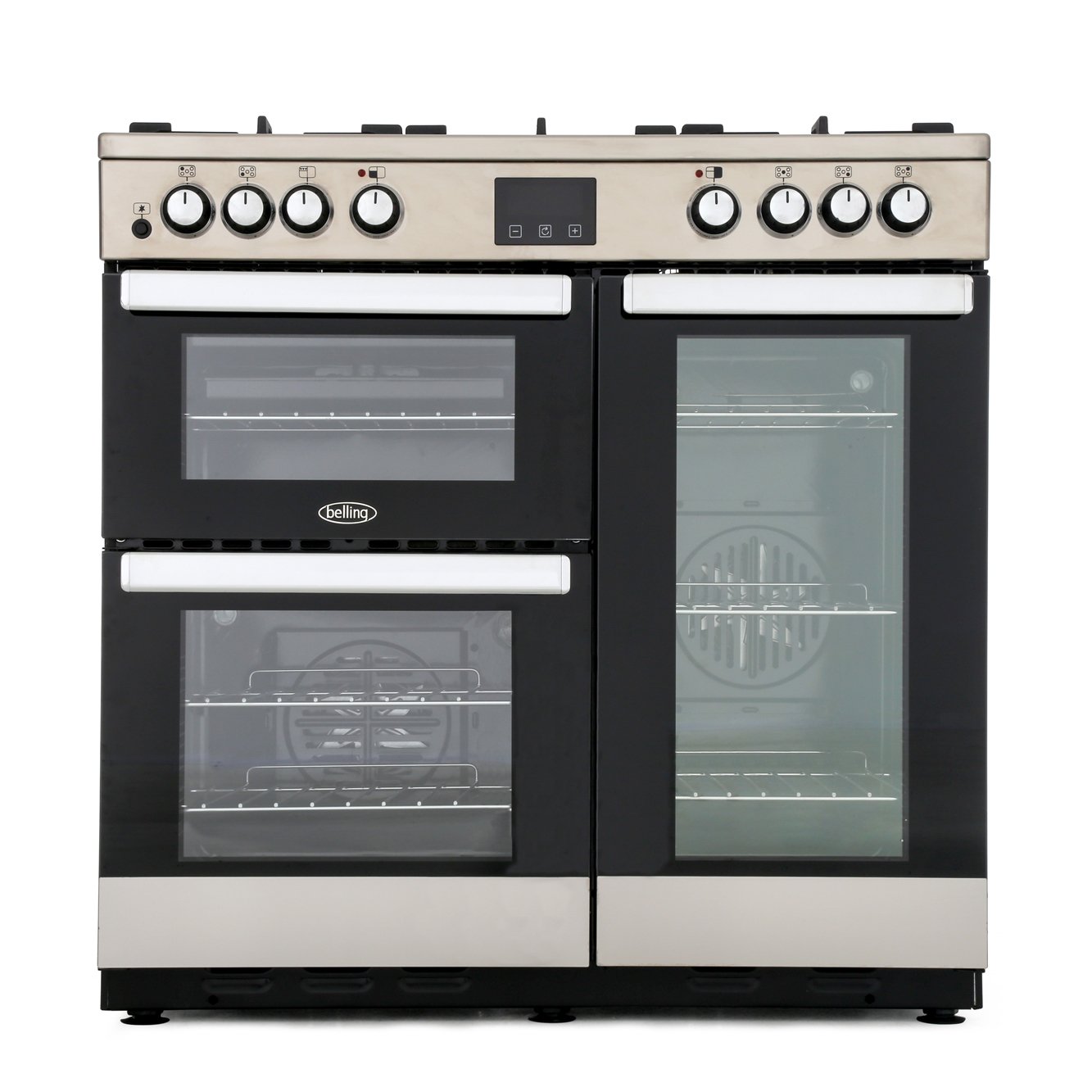 Belling Cookcentre 90DFT Stainless Steel 90cm Dual Fuel Range Cooker, A