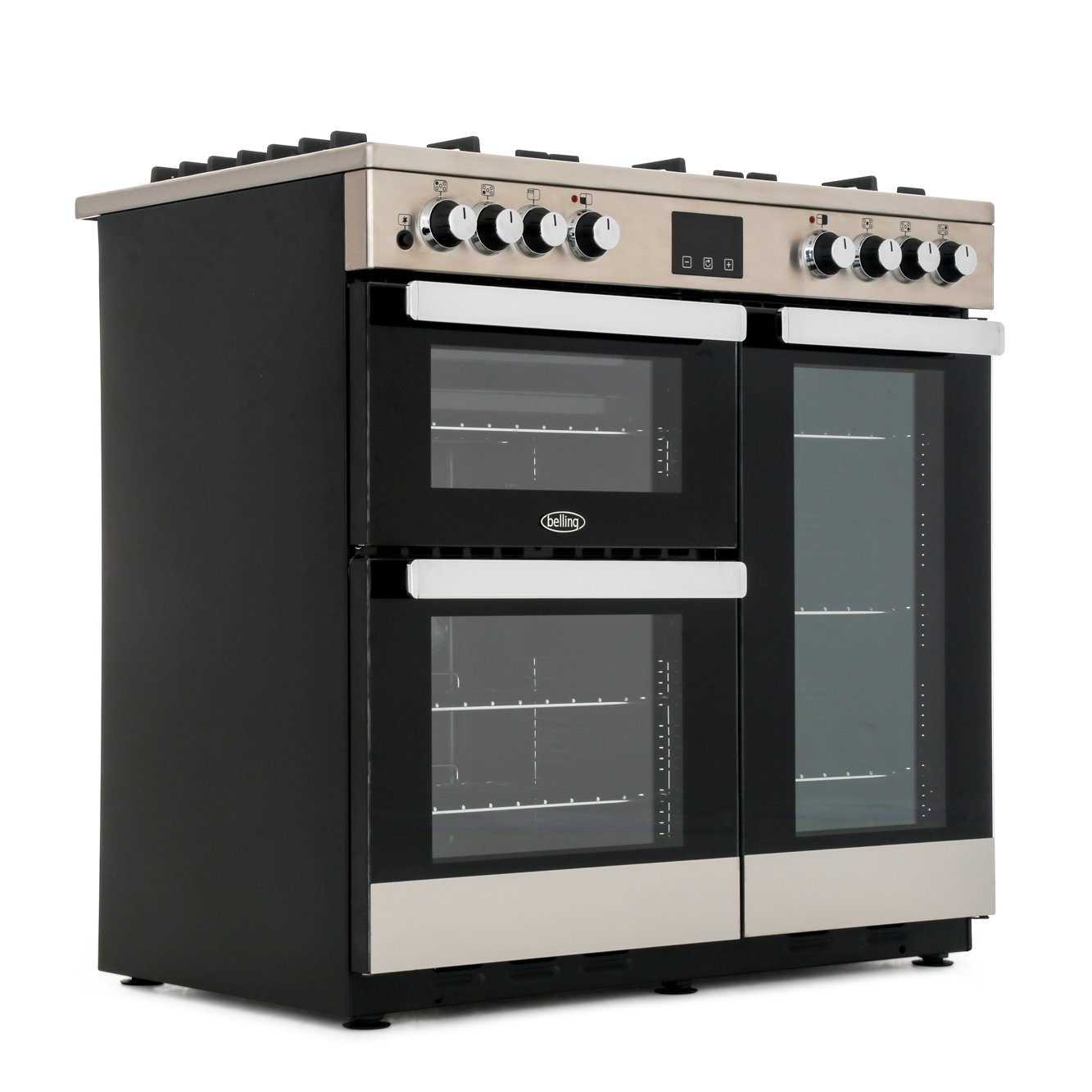 Belling Cookcentre 90DFT Stainless Steel 90cm Dual Fuel Range Cooker, A