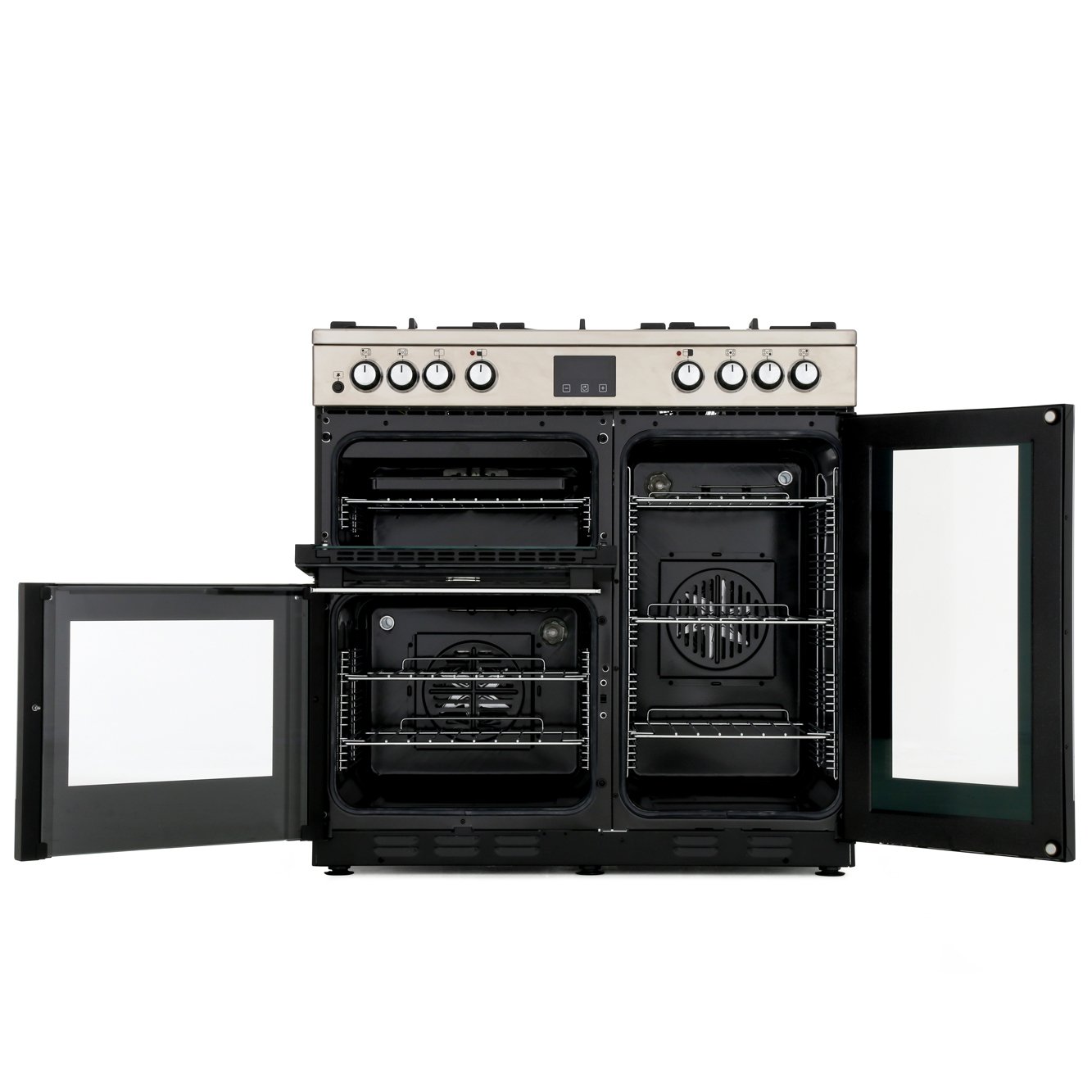 Belling Cookcentre 90DFT Stainless Steel 90cm Dual Fuel Range Cooker, A