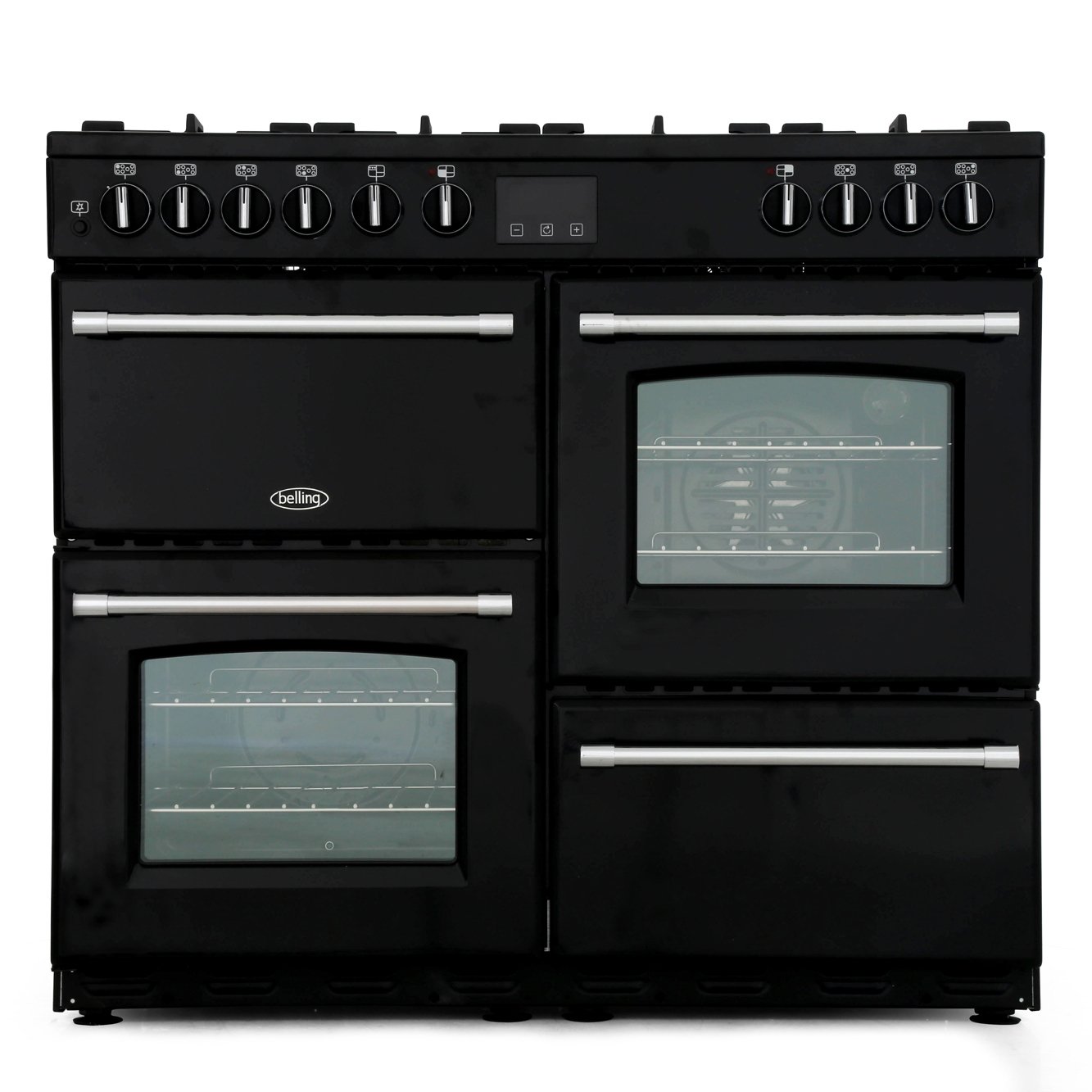 Belling Farmhouse 100DF Black 100cm Dual Fuel Range Cooker, A Rated