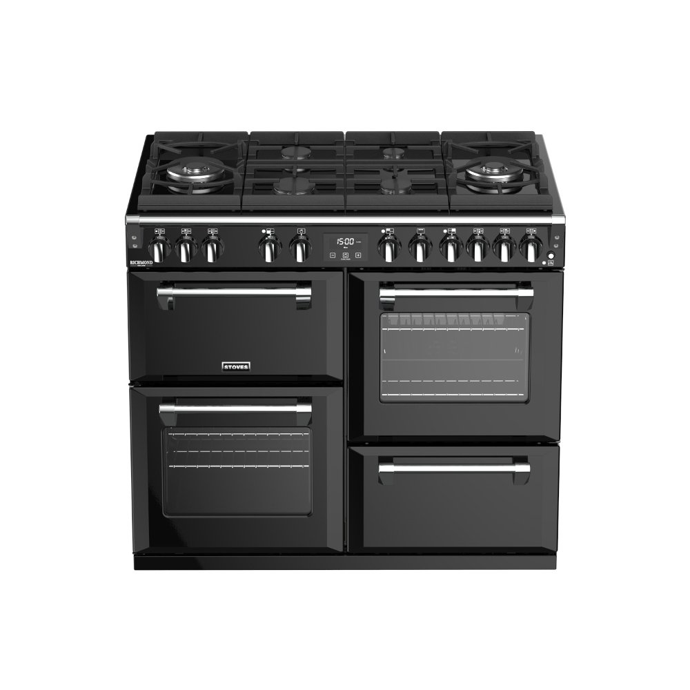 Buy Stoves Richmond Deluxe S1000DF GTG Black 100cm Dual Fuel Range Cooker (444444909) Marks