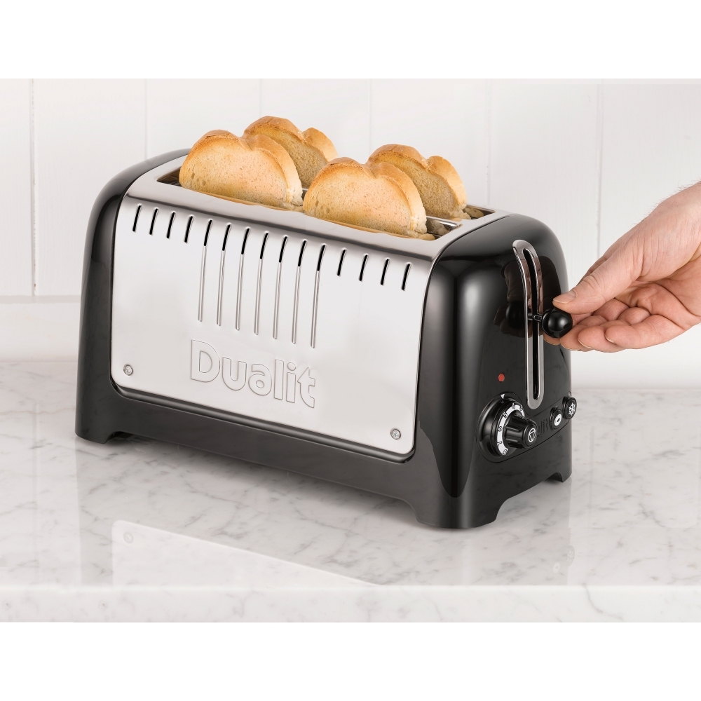 Dualit 46025 Long Slot Lite Toaster, 4 Slice, Black