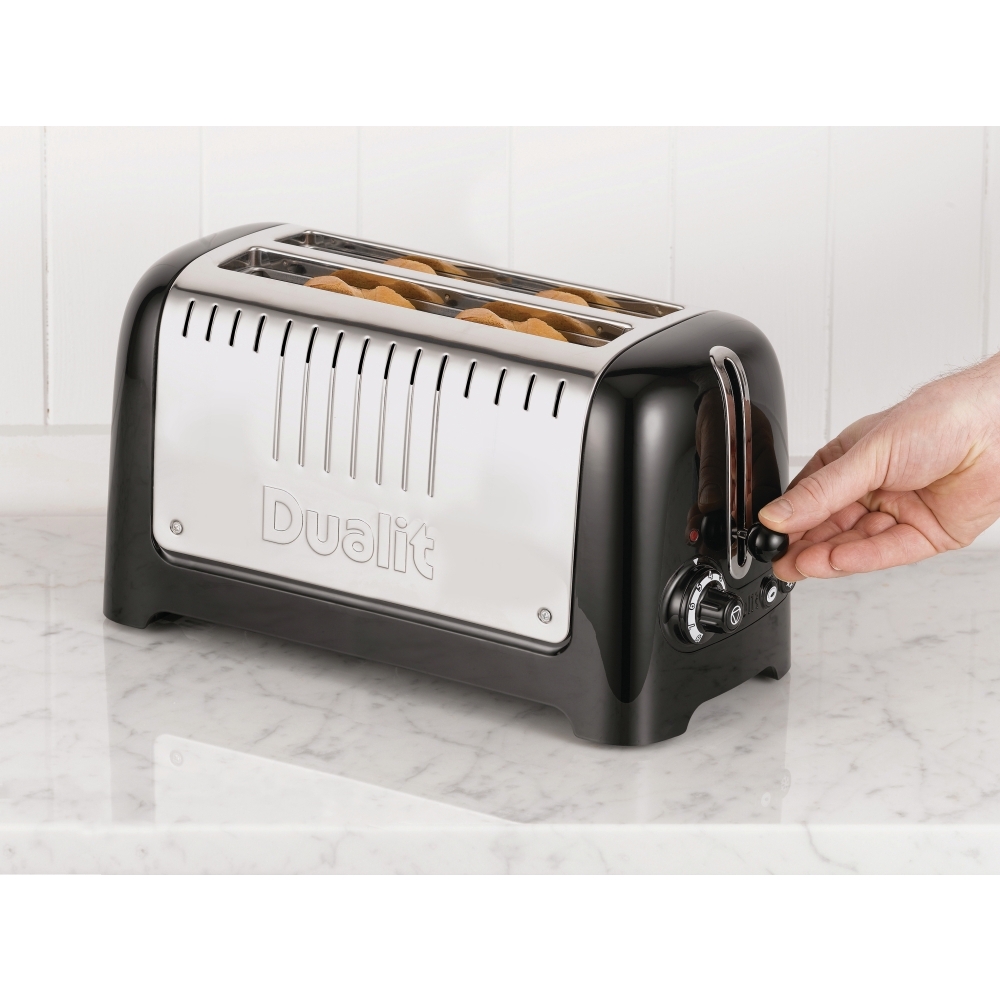 Dualit 46025 Long Slot Lite Toaster, 4 Slice, Black