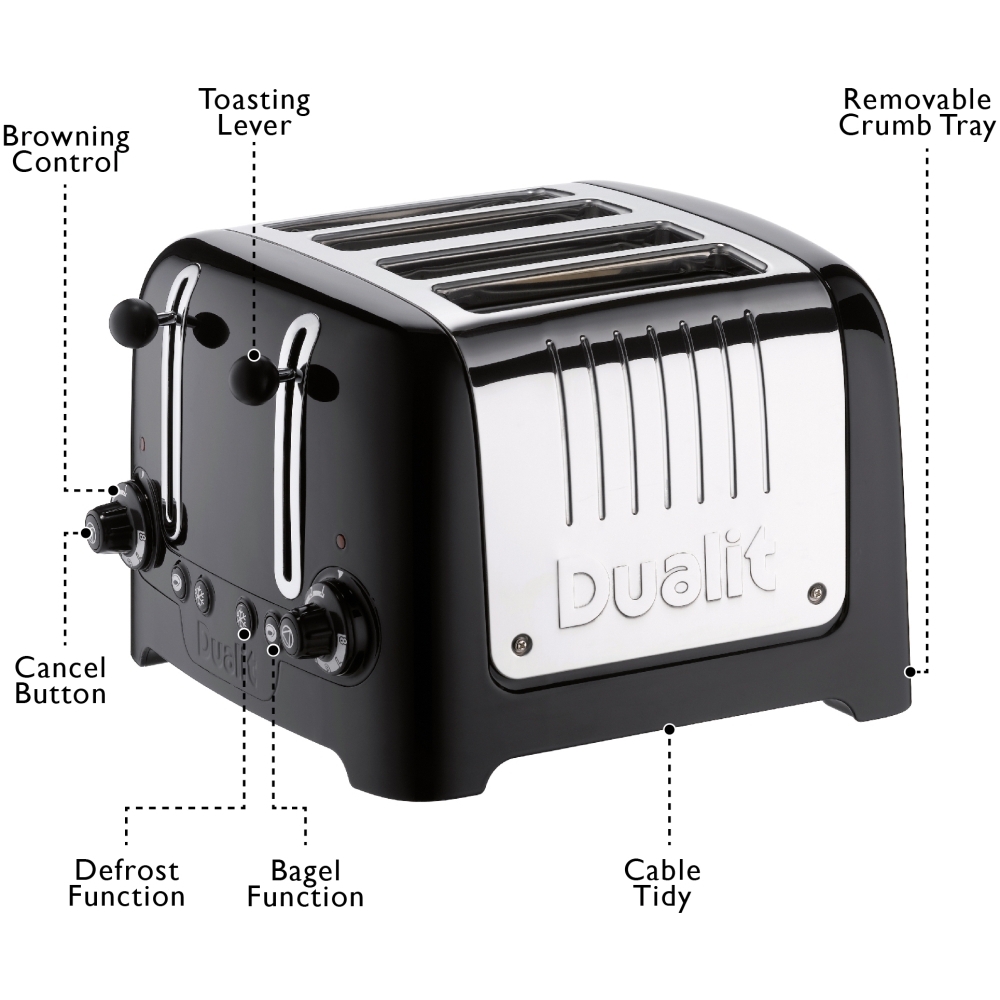 Dualit 46205 Lite Toaster, 4 Slice, Black
