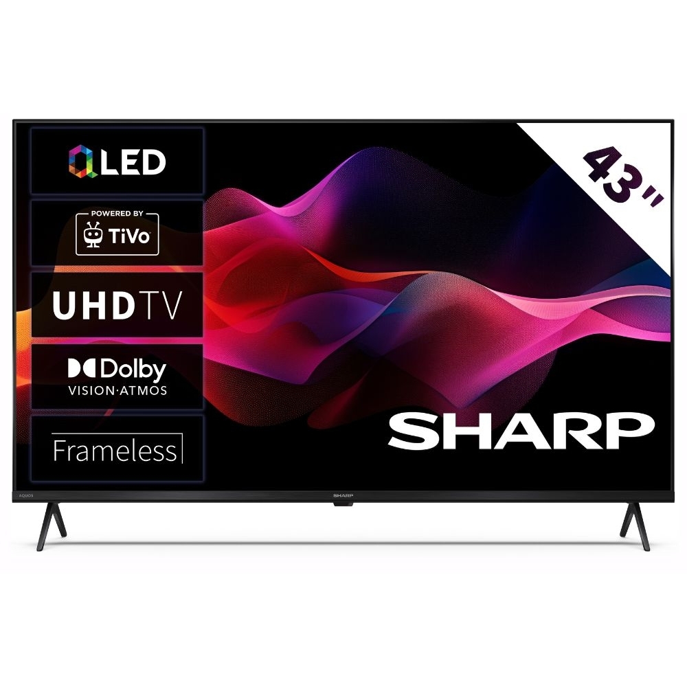 Sharp 4T-C43HM5245KB 43" QLED Smart Television, 4K Ultra HD, Black, G Rated