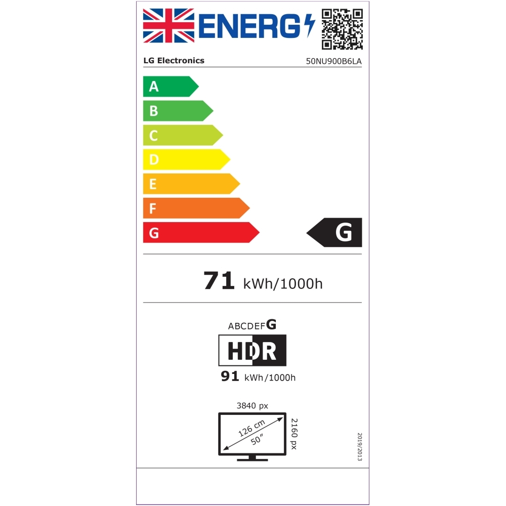 LG 50NU900B6LA.AEK 50" LED Smart Television, 4K Ultra HD, Black, G Rated