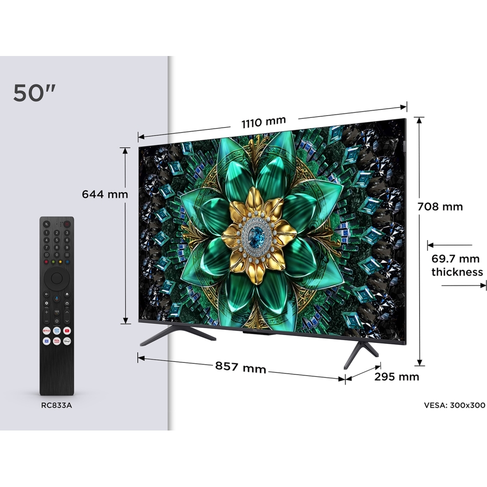 TCL 50Q6C-UK 50" QD-Mini LED Smart Television, 4K Ultra HD, E Rated