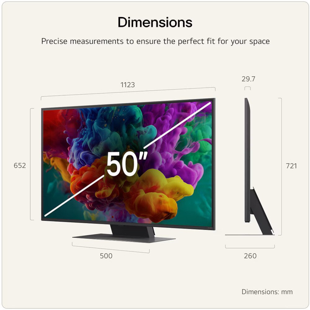 LG 50QNED87B6A.AEK 50" QNED Mini LED Smart Television, 4K Ultra HD, Black, E Rated