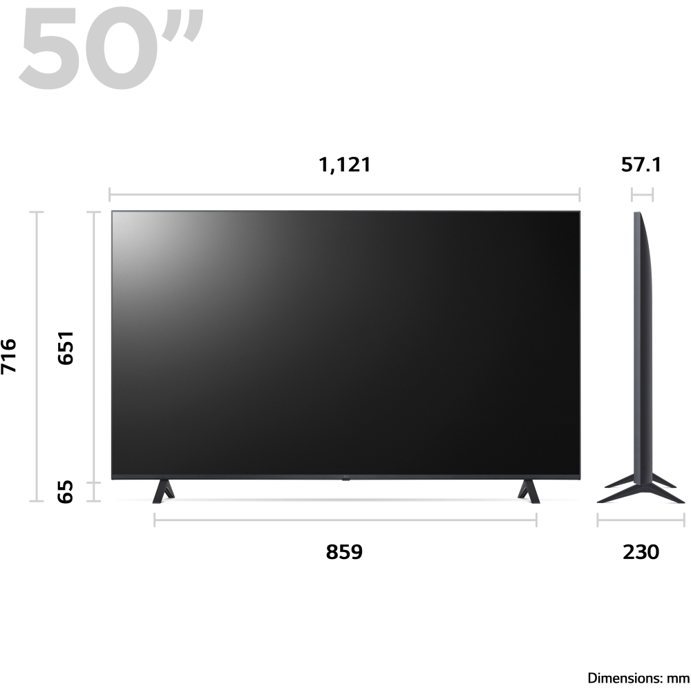 LG 50UR78006LK 50" LED 4K Smart UHD TV, 4K Ultra HD, Black