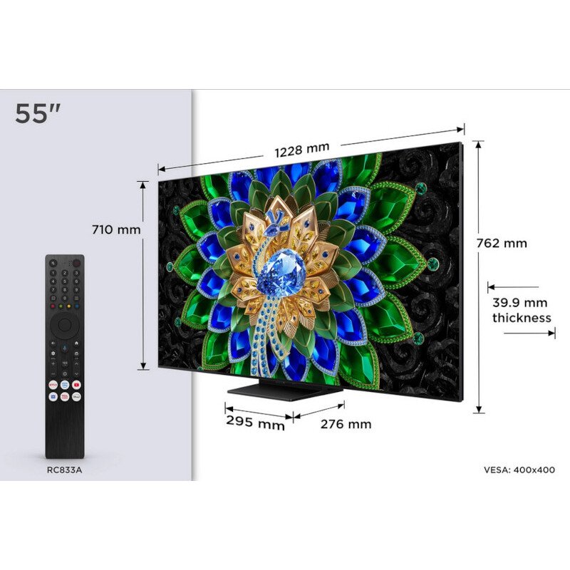 TCL 55A400U-UK 55" QD-Mini LED Smart Television, D Rated