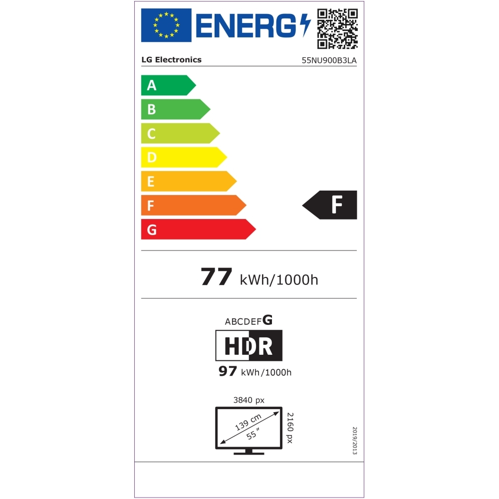 LG 55NU900B6LA.AEK 55" Smart Television, 4K Ultra HD, Black, F Rated