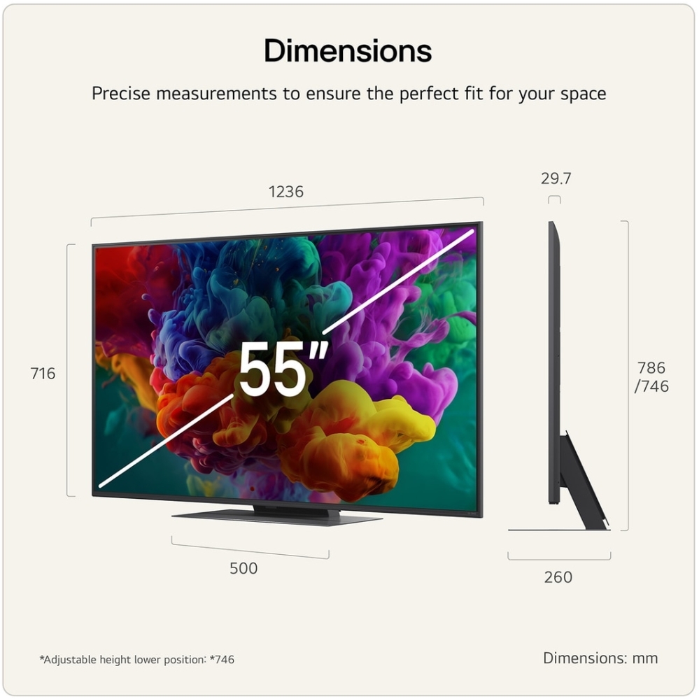 LG 55QNED87B6A.AEK 55" QNED Mini LED Smart Television, 4K Ultra HD, Black, E Rated