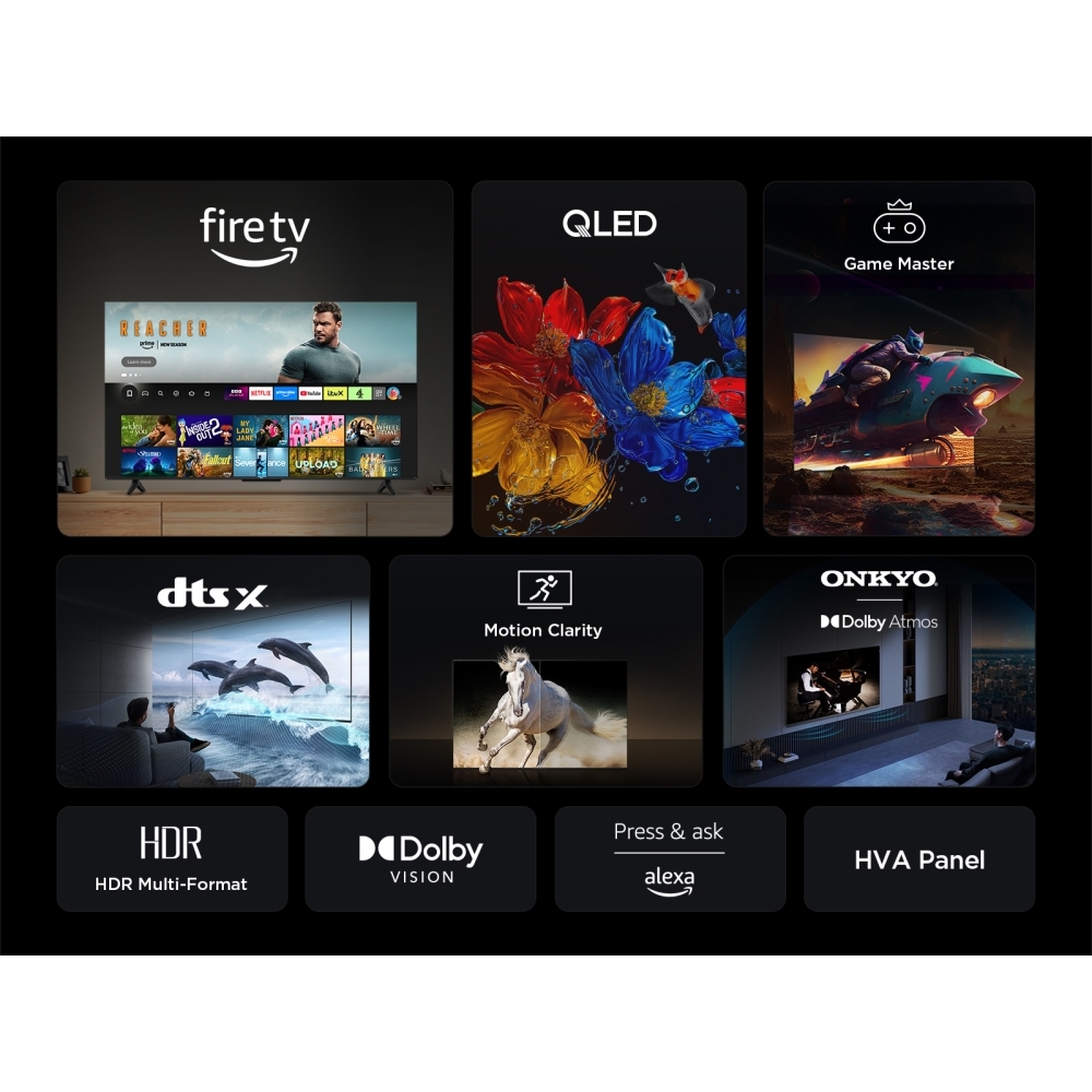 TCL 55T6C-UK 55" QLED Smart Television, 4K Ultra HD, Black, F Rated