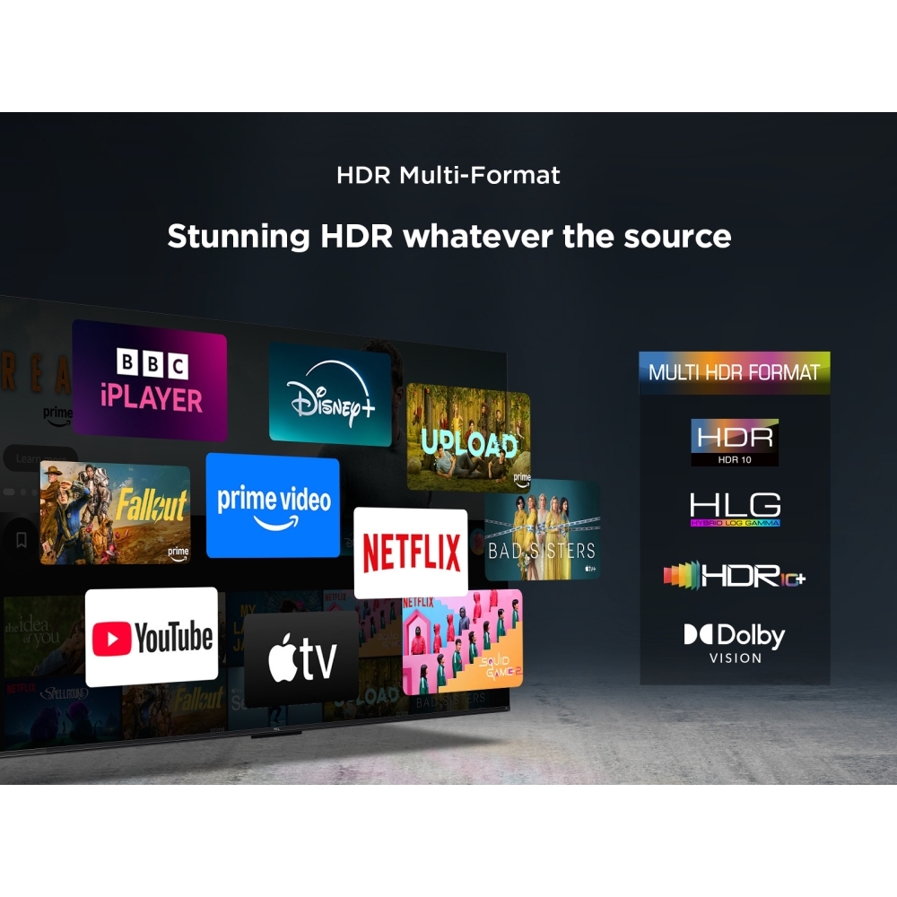 TCL 55T6C-UK 55" QLED Smart Television, 4K Ultra HD, Black, F Rated