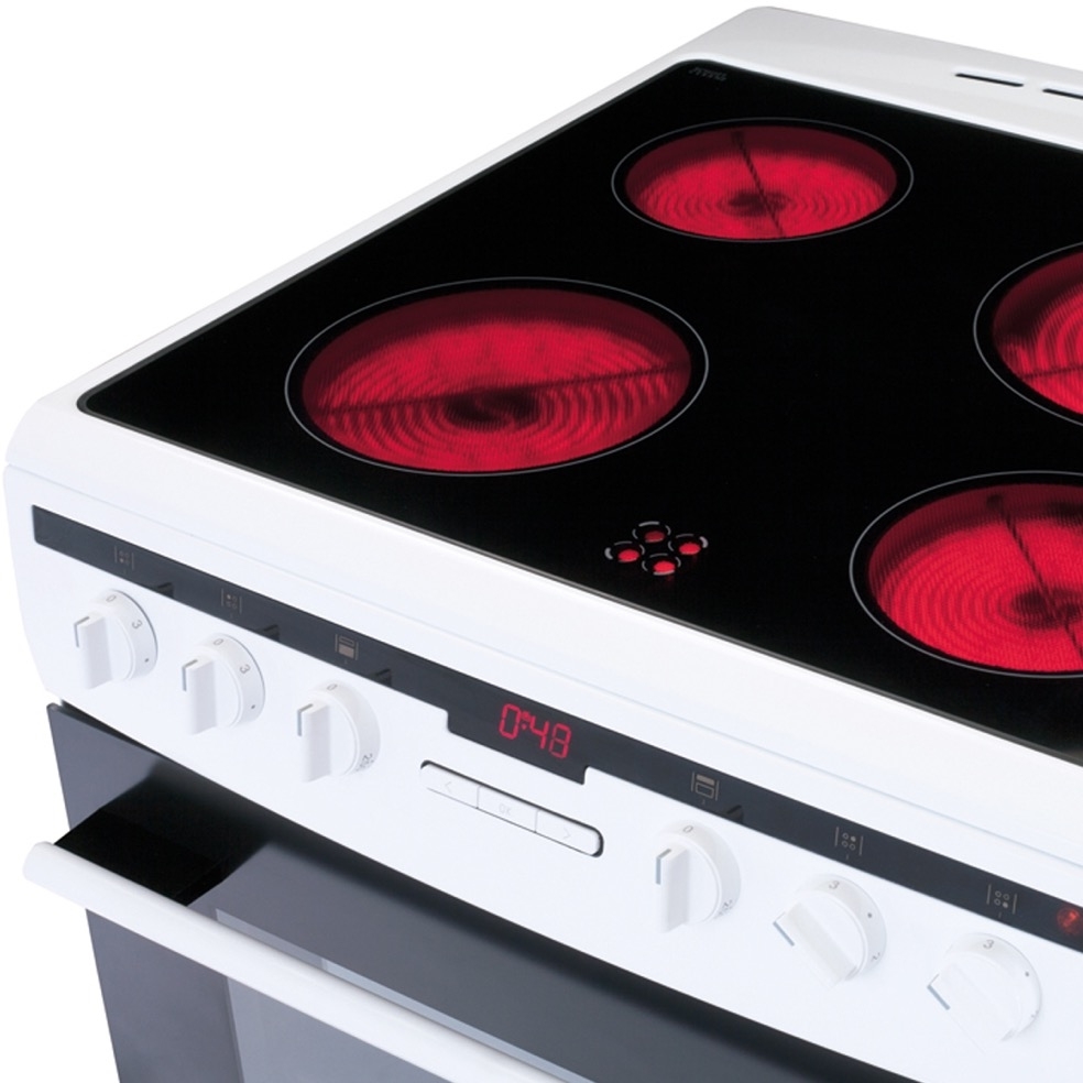 Amica AFC6550WH Ceramic Electric Cooker with Double Oven, White, A Rated