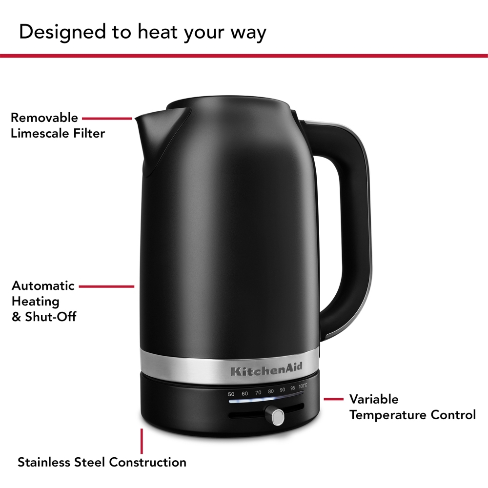 KitchenAid 5KEK1701BBM 1.7 Litre Matte Black Variable Temperature Kettle