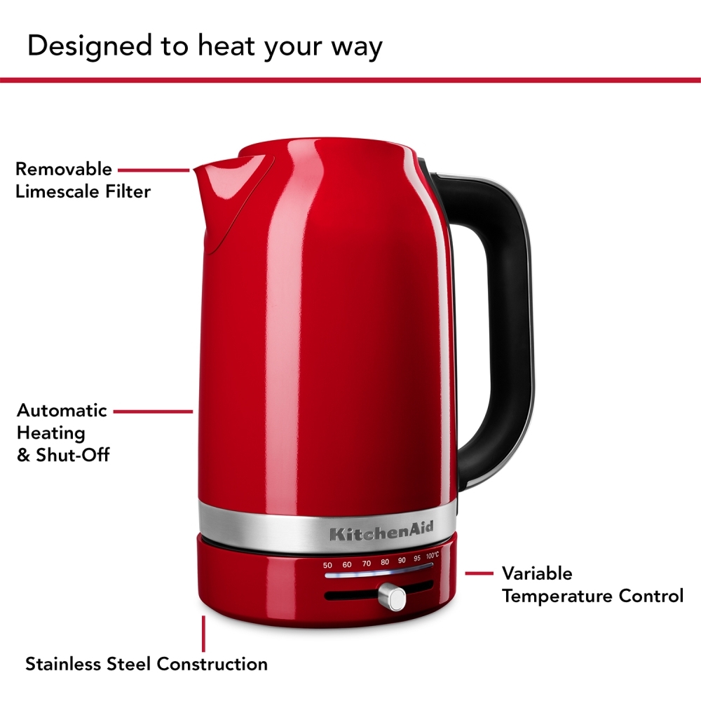 KitchenAid 5KEK1701BER 1.7 Litre Empire Red Variable Temperature Kettle