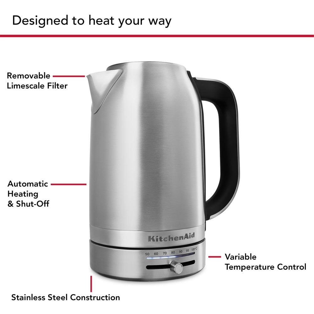 KitchenAid 5KEK1701BSX 1.7 Litre Stainless Steel Variable Temperature Kettle