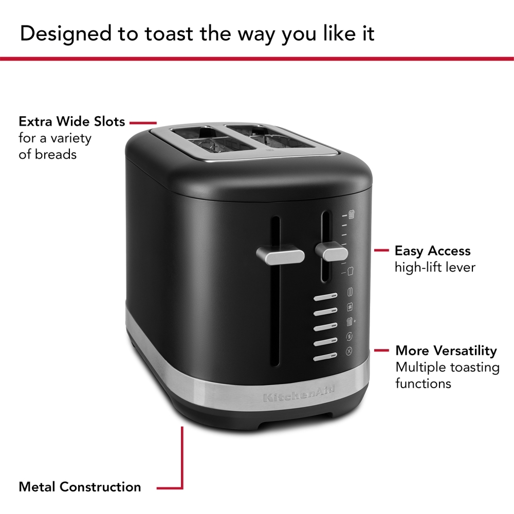 KitchenAid 5KMT2109BBM Matte Black Toaster, 2 Slice