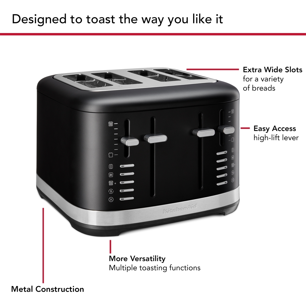KitchenAid 5KMT4109BBM Matte Black Toaster, 4 Slice