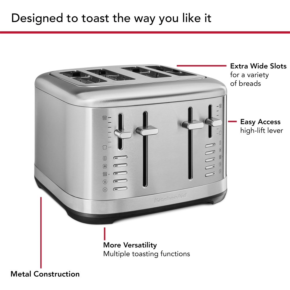 KitchenAid 5KMT4109BSX Stainless Steel Toaster, 4 Slice