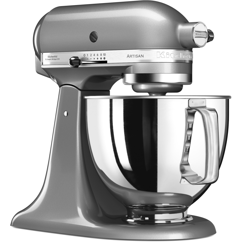 KitchenAid 5KSM125BCU Artisan Retro Mixer Tilt-Head 4.7L, Contour Silver
