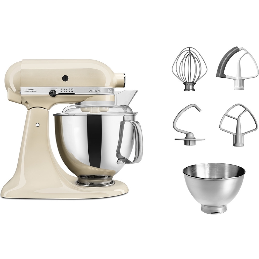 KitchenAid 5KSM175PSBAC Artisan Retro Mixer Tilt-Head 4.8L with Extra Accessories, Almond Cream
