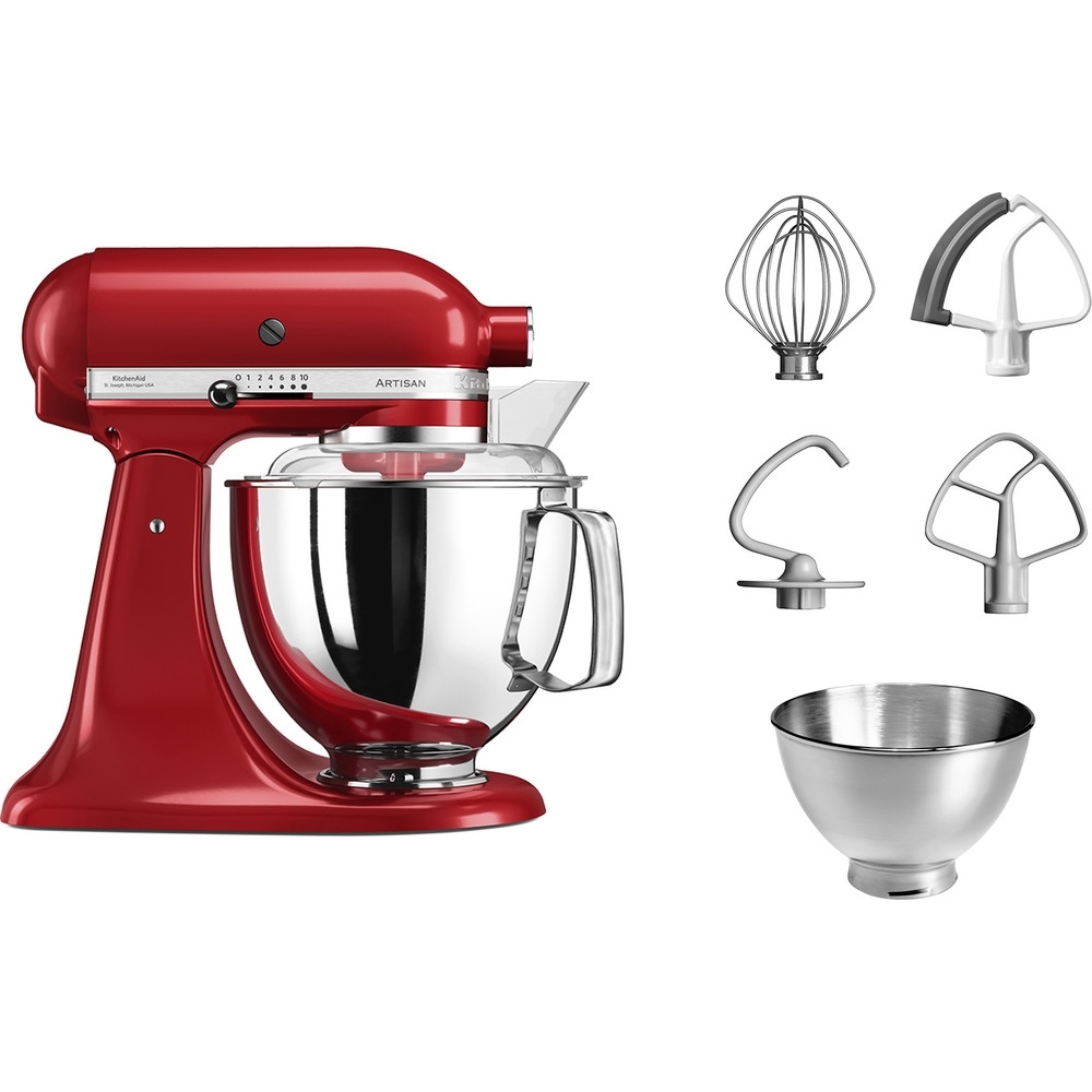 KitchenAid 5KSM175PSBER Artisan Retro Mixer Tilt-Head 4.9L with Extra Accessories, Empire Red