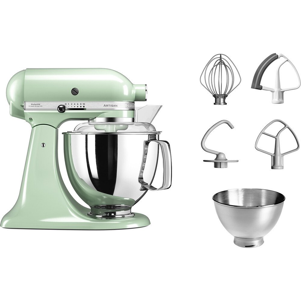 KitchenAid 5KSM175PSBPT Artisan Retro Mixer Tilt-Head 4.8L with Extra Accessories, Pistachio