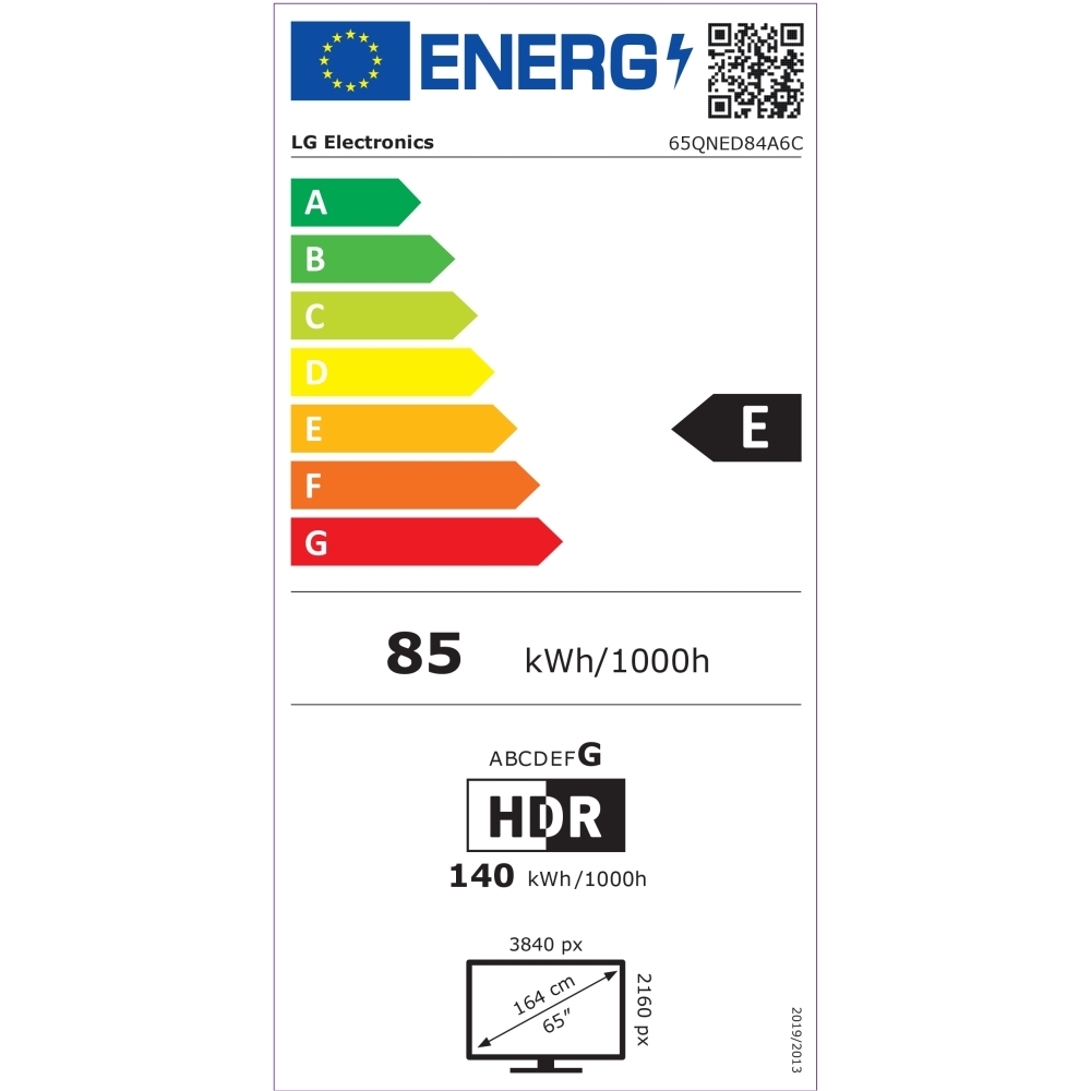 LG 65QNED84A6C 65" QNED Smart Television, 4K Ultra HD, Black, E Rated