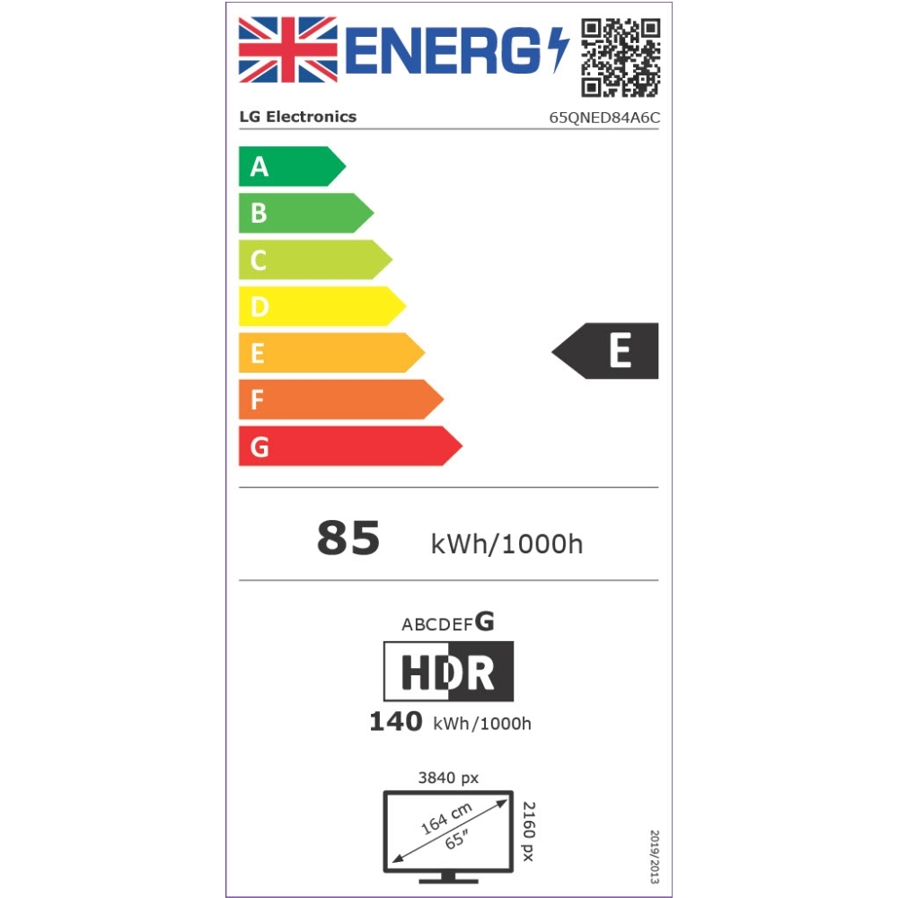LG 65QNED84A6C 65" QNED Smart Television, 4K Ultra HD, Black, E Rated