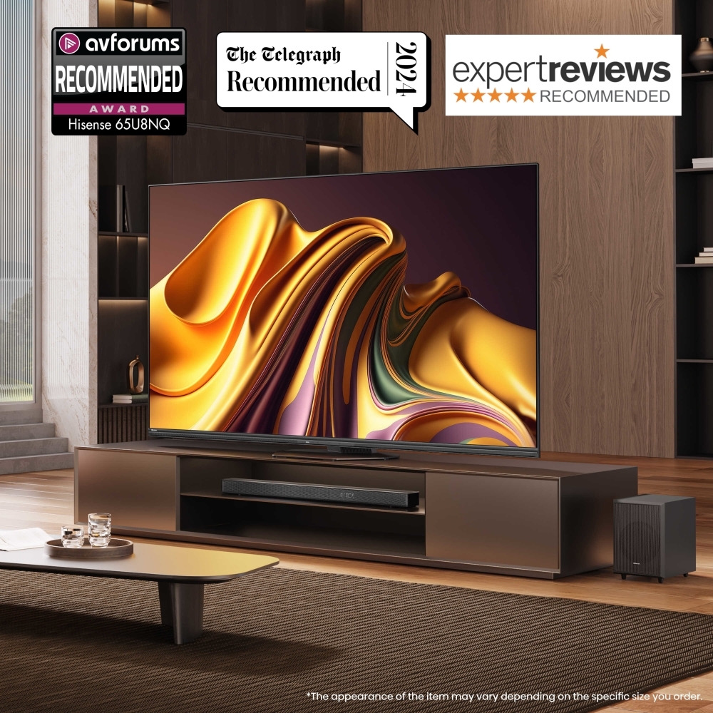 Hisense 65U8NQTUK 65" ULED Mini LED Smart Television, 4K Ultra HD, Grey, E Rated