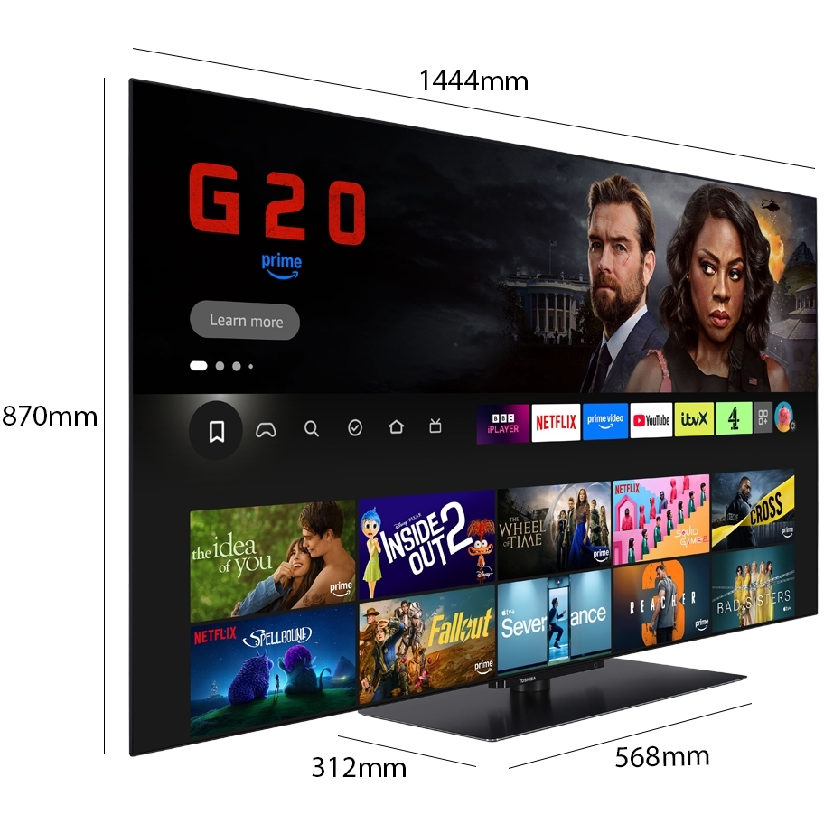 Toshiba 65XF9F53DB 65" OLED Smart Television, 4K Ultra HD, Black, F Rated