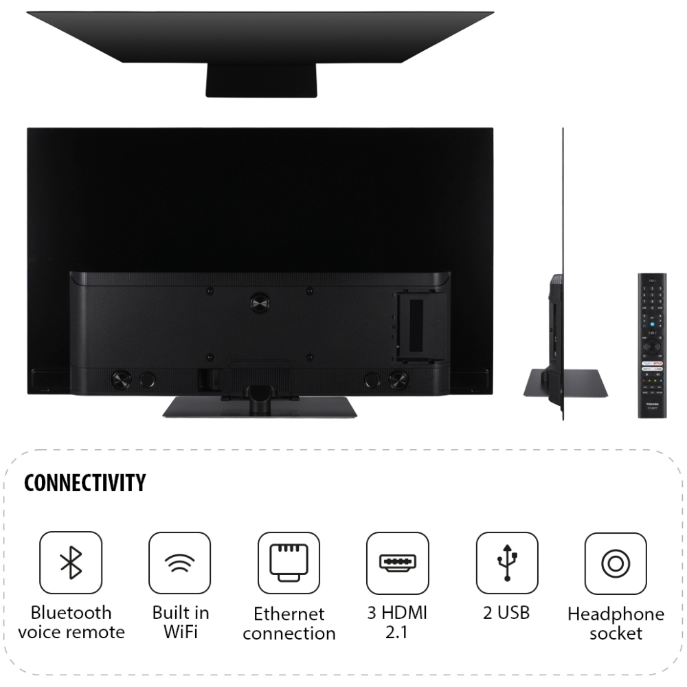 Toshiba 65XF9F53DB 65" OLED Smart Television, 4K Ultra HD, Black, F Rated
