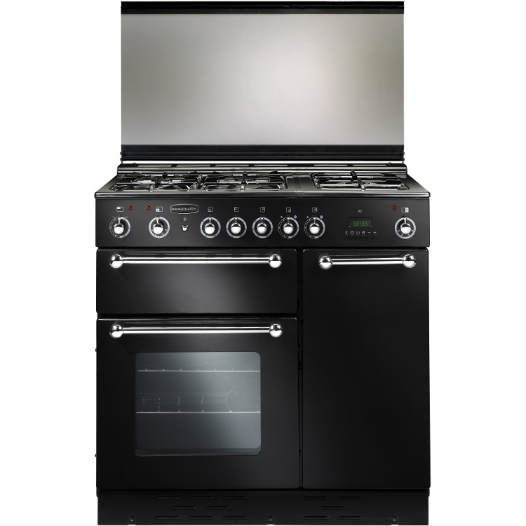 Buy Rangemaster RMS90DFFBL/PDC Lidded Gloss Black with Chrome Trim 90cm