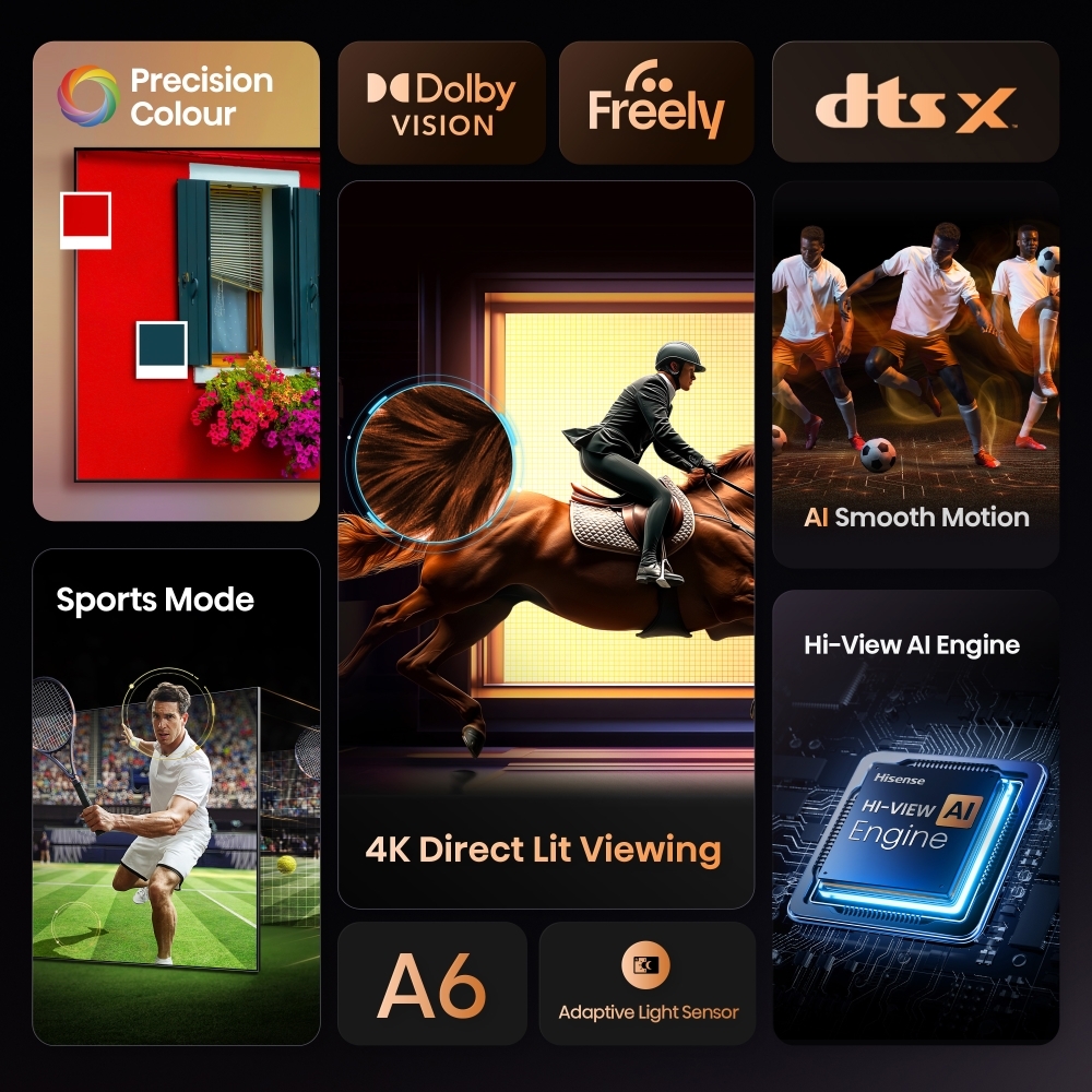 Hisense 75A6QTUK 75" LED Smart Television, 4K Ultra HD, Black, E Rated