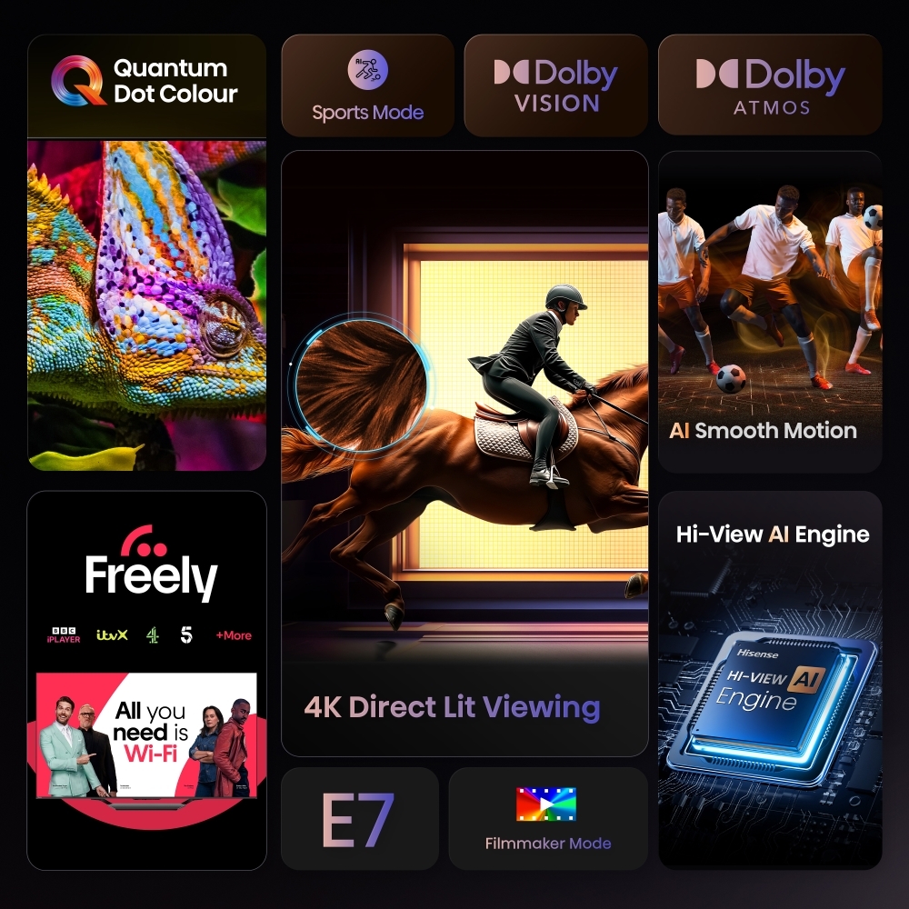 Hisense 75E7QTUK 75" QLED Smart Television, 4K Ultra HD, Black, E Rated
