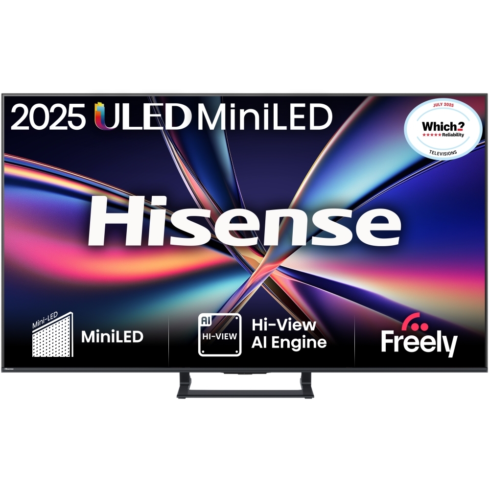 Hisense 75E8QTUK 75" ULED Mini LED Smart Television, 4K Ultra HD, Grey, E Rated