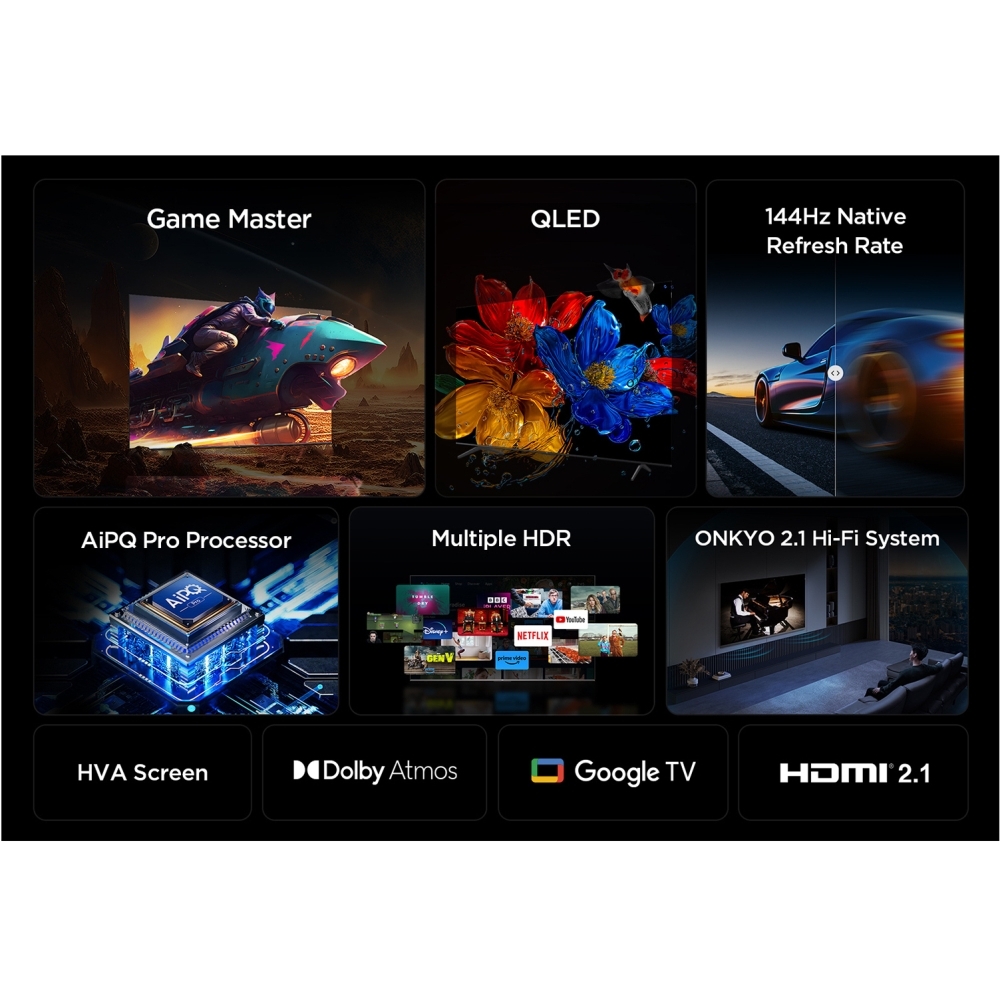 TCL 75P8K 75" QLED Smart Television, 4K Ultra HD, Grey, F Rated