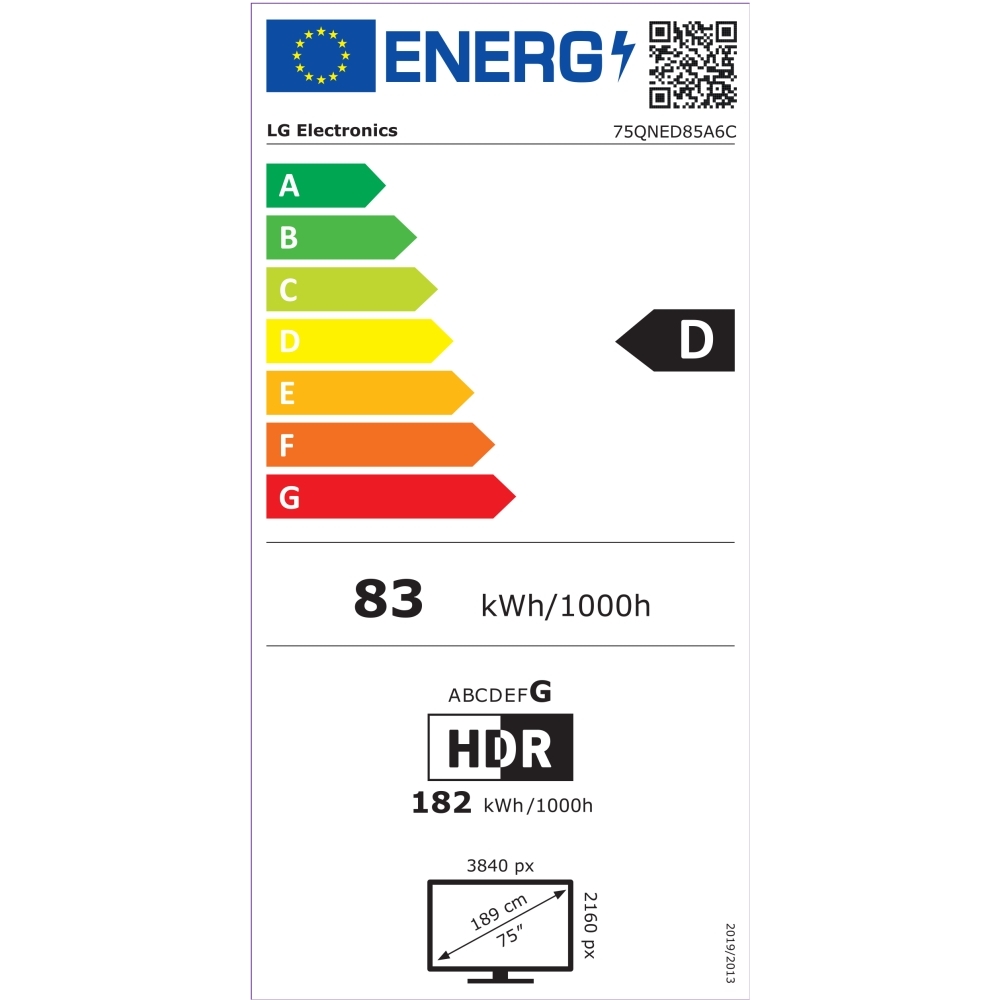 LG 75QNED85A6C 75" QNED Smart Television, 4K Ultra HD, Black, D Rated