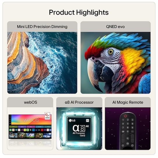 LG 75QNED87B6A.AEK 75" QNED Smart Television, 4K Ultra HD, Black, D Rated