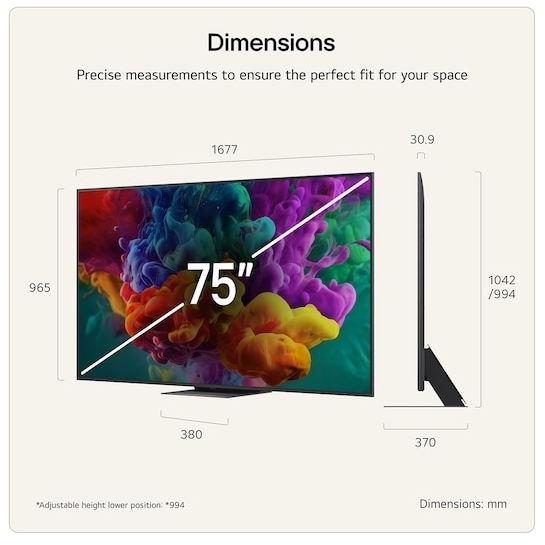 LG 75QNED87B6A.AEK 75" QNED Smart Television, 4K Ultra HD, Black, D Rated